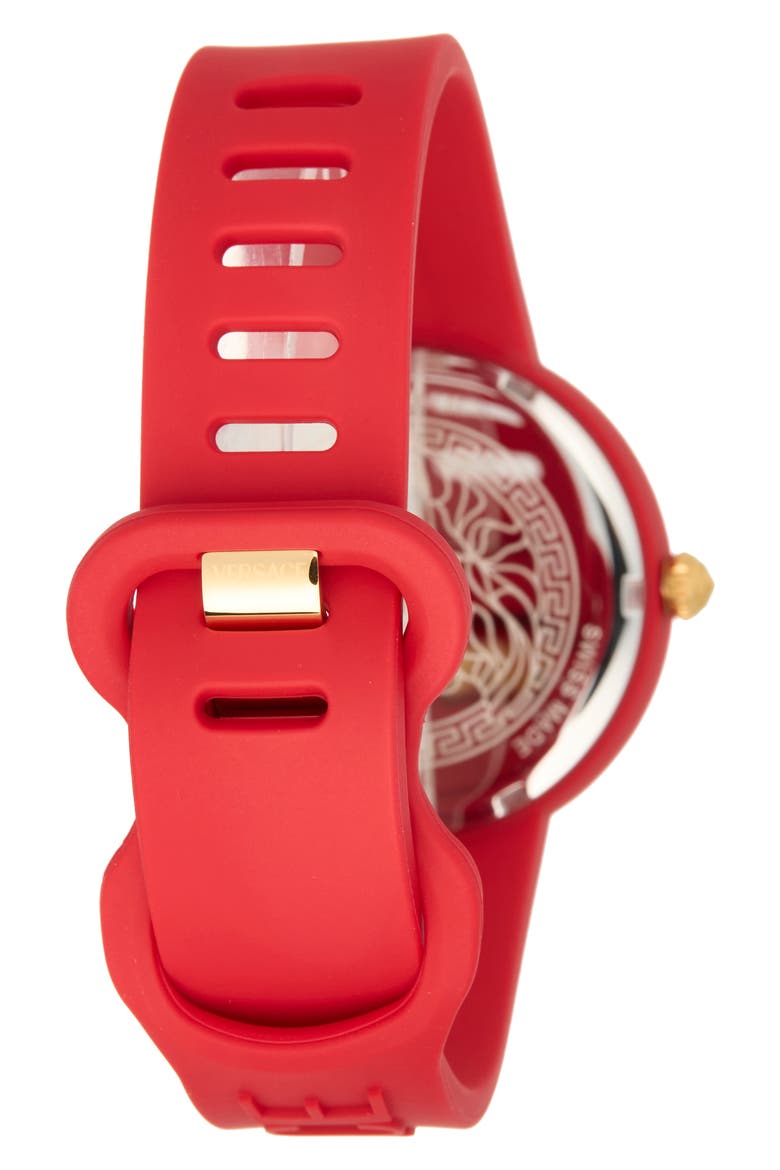 Medusa Pop Silicone Strap Watch, 38mm, Alternate, color, RED