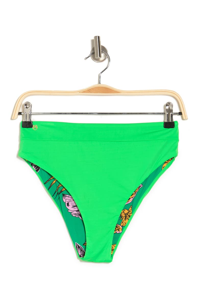 Maaji Green Grass Reversible Suzy Q High Rise Cut Bikini Bottom (Women ...