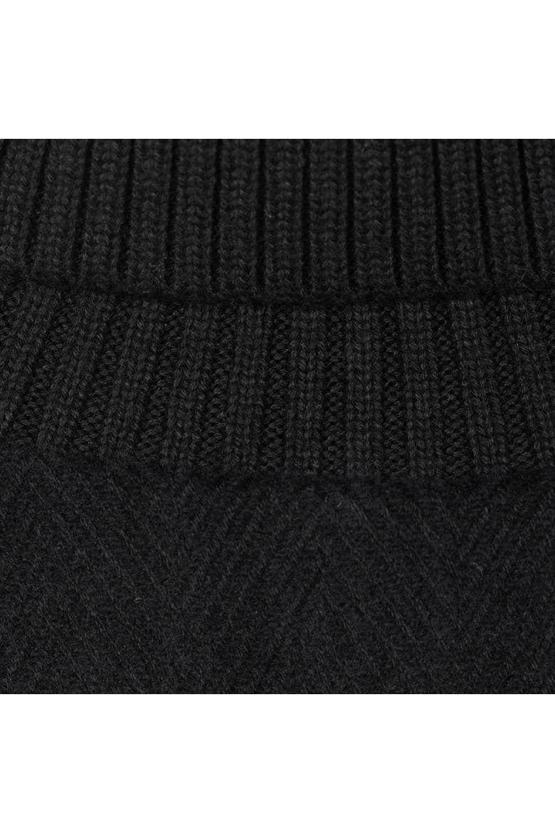 woven ruana with knit collar, Alternate, color, black/charcoal
