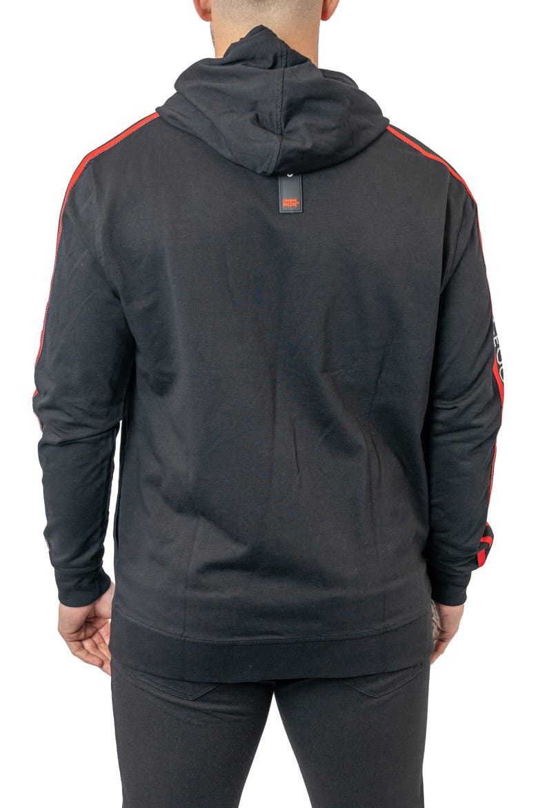 Leo Hooded Zip-Up Sweatshirt, Alternate, color, BLACK