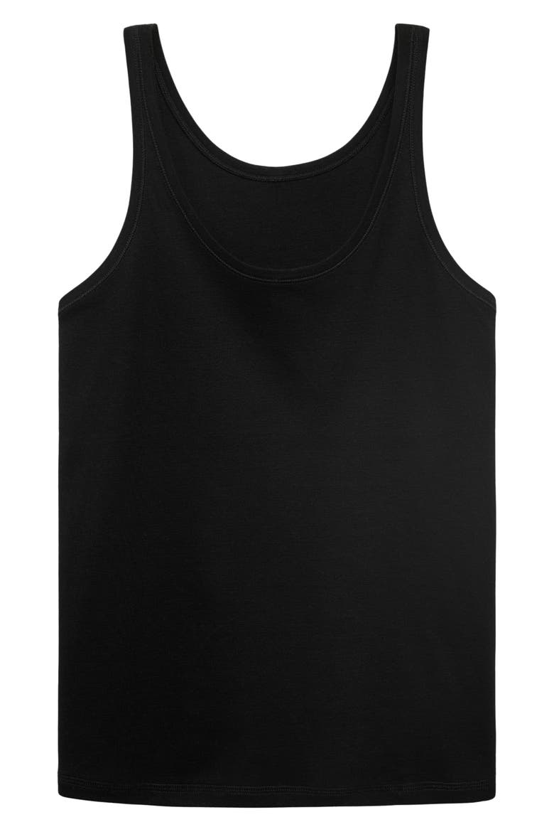 Scoop Neck Cotton Tank, Alternate, color, BLACK