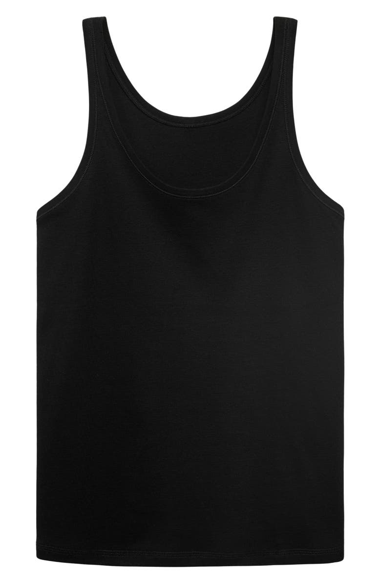 MANGO Scoop Neck Cotton Tank, Alternate, color, Black