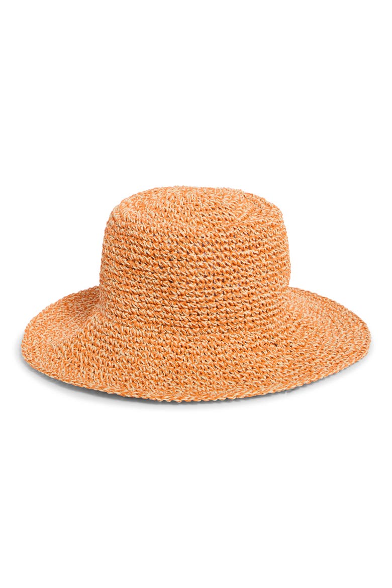 Lantern Packable Straw Bucket Hat, Main, color, ORANGE SUNBEAM