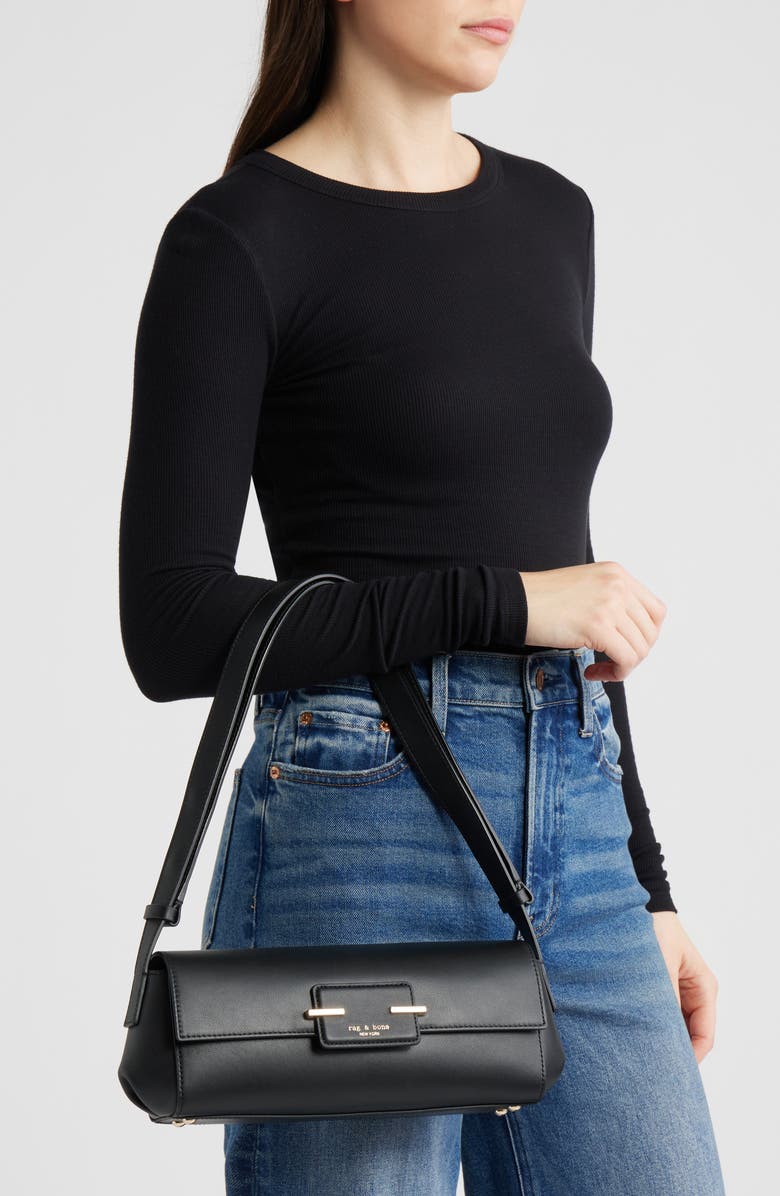 rag & bone Realm East/West Flap Bag, Alternate, color, Black
