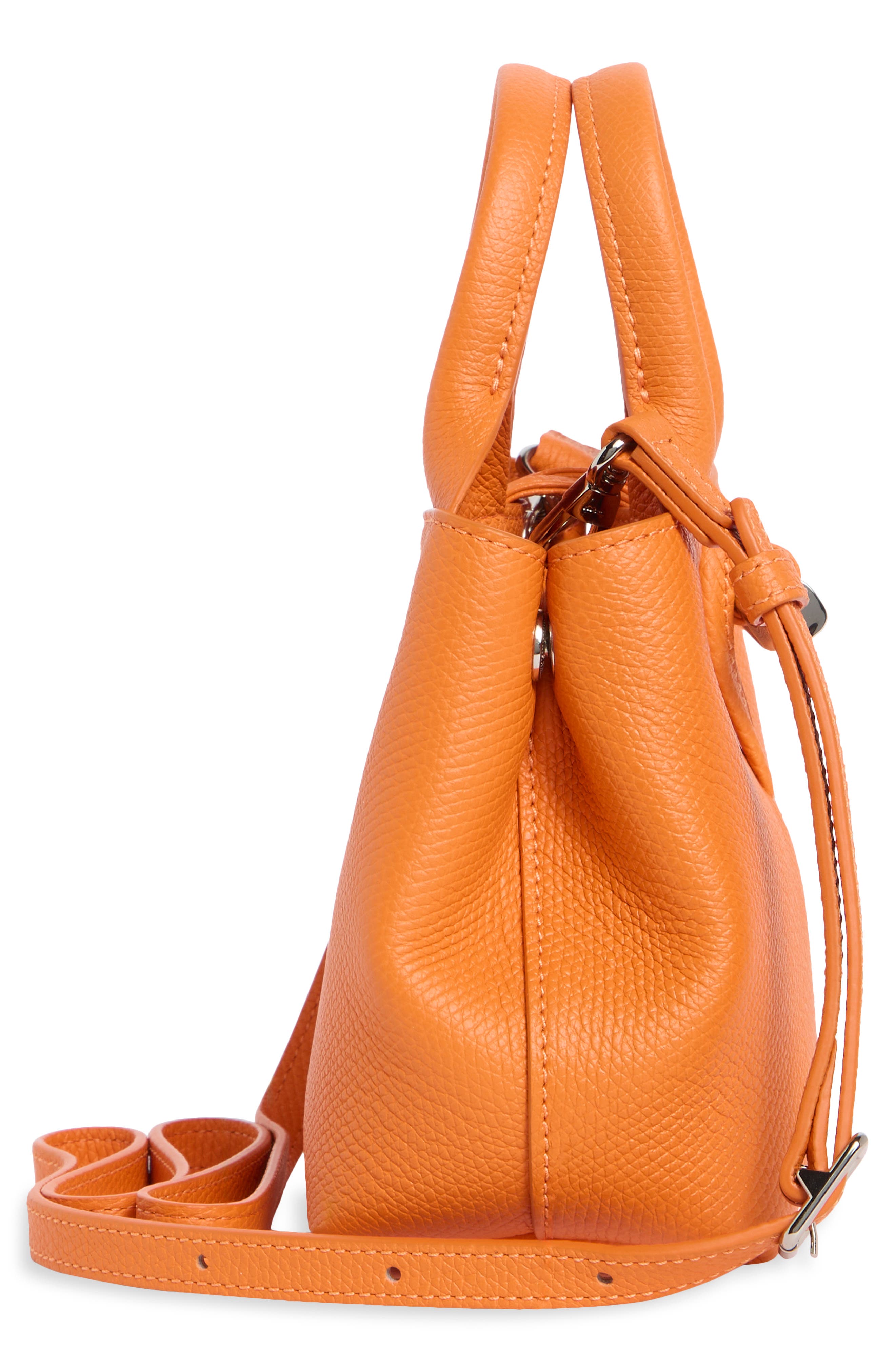 Extra Small Roseau Leather Crossbody Bag, Alternate, color, ORANGE