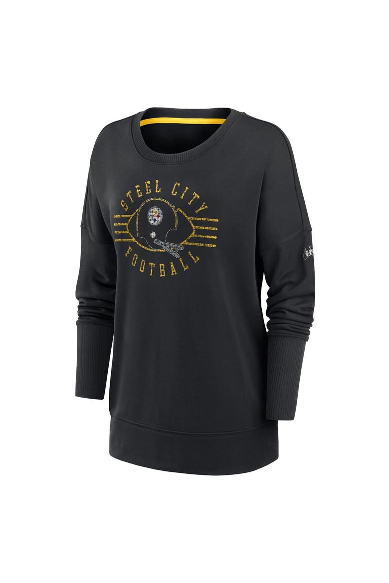 Women's Nike Black Pittsburgh Steelers Rewind Playback Icon Performance Pullover Sweatshirt, Alternate, color, Black