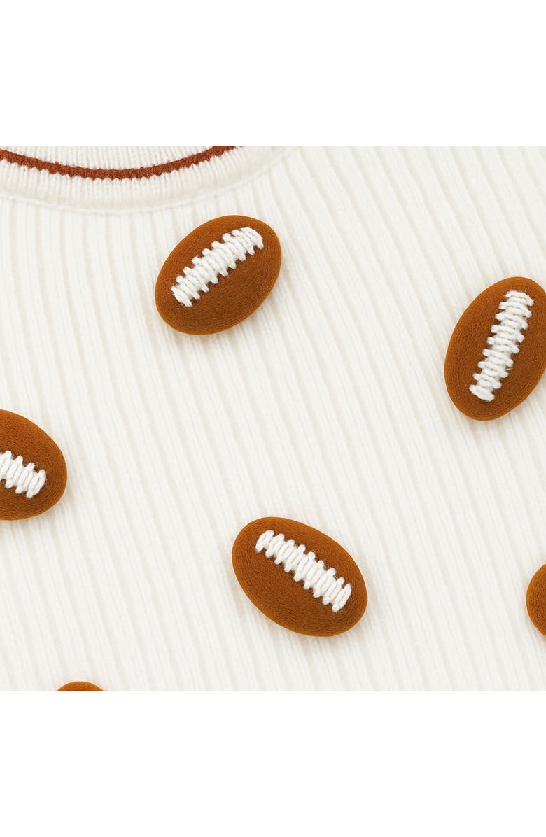 Found My Animal Football 3D Icon Rib Dog Sweater, Alternate, color, Cream