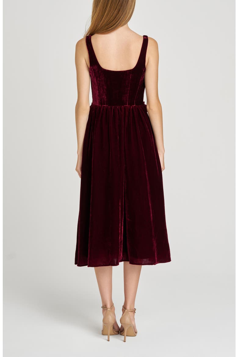 Ava Velvet Midi Dress, Alternate, color, SCARLET