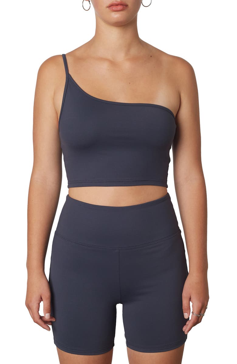 Nia Lucy One-Shoulder Tank & Bike Shorts, Main, color, 