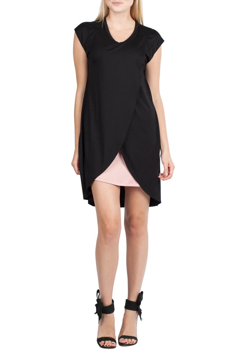 Lille Maternity/Nursing Tunic Dress, Main, color, BLACK/ DUSTY PINK CONTRAST