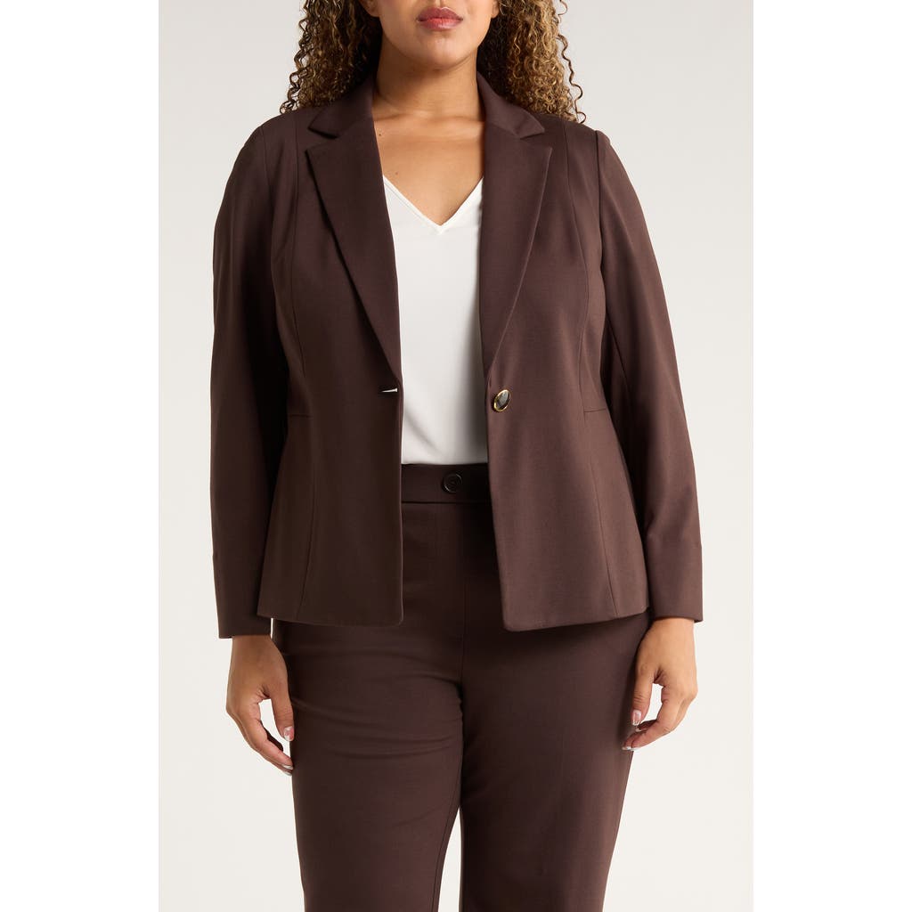 Kasper One-button Seamed Waist Blazer In Rich Chocolate