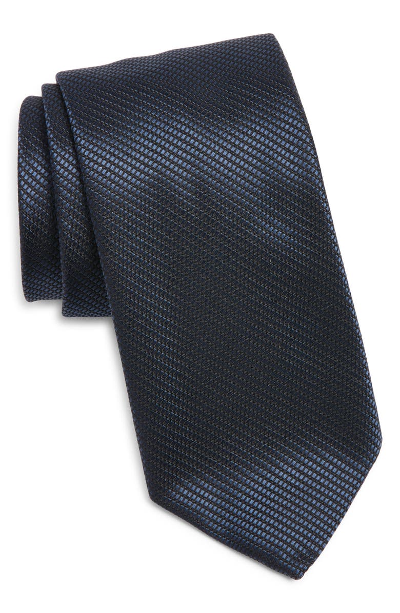 Canali Neat Silk Tie, Main, color, Navy
