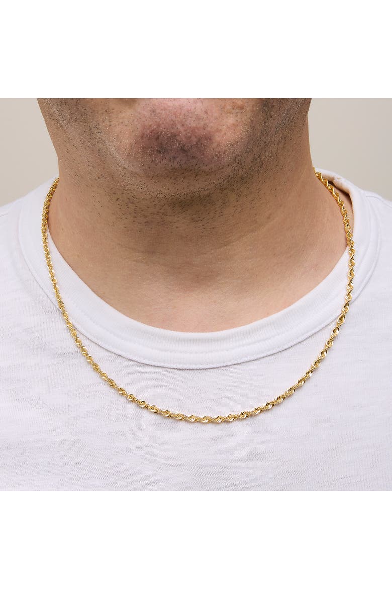 Men's Solid 10K Yellow Gold 3.2mm Light Rope Chain Necklace, Alternate, color, Yellow Gold