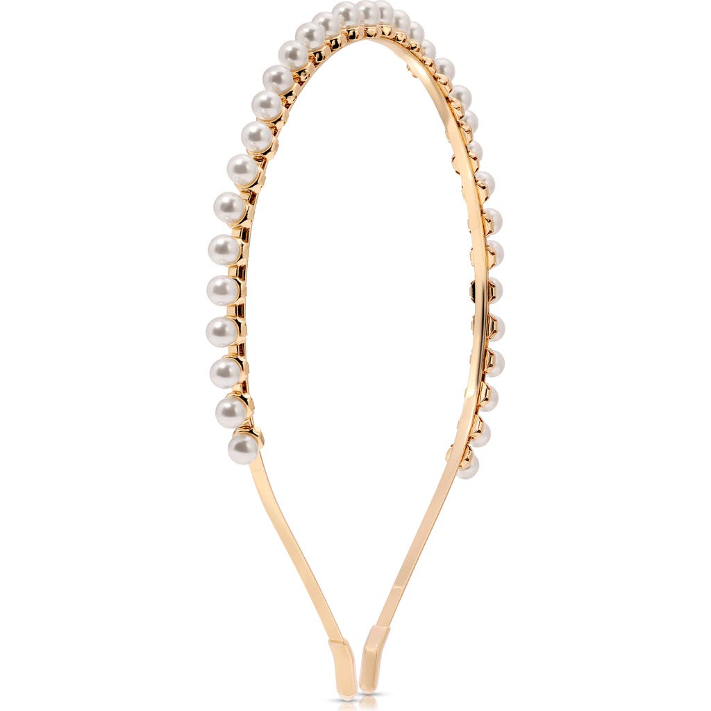 Ettika Night Out Faux Pearl Headband In Gold