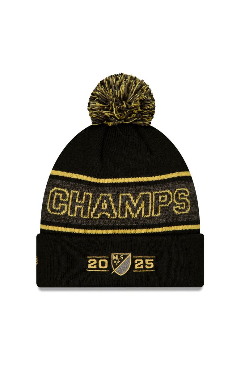 New Era Men's New Era  Black Inter Miami CF 2025 MLS Cup Champions Locker Room Cuffed Knit Hat with Pom, Alternate, color, Black