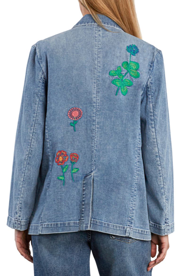 Blossom Embroidered Blazer, Alternate, color, DENIM
