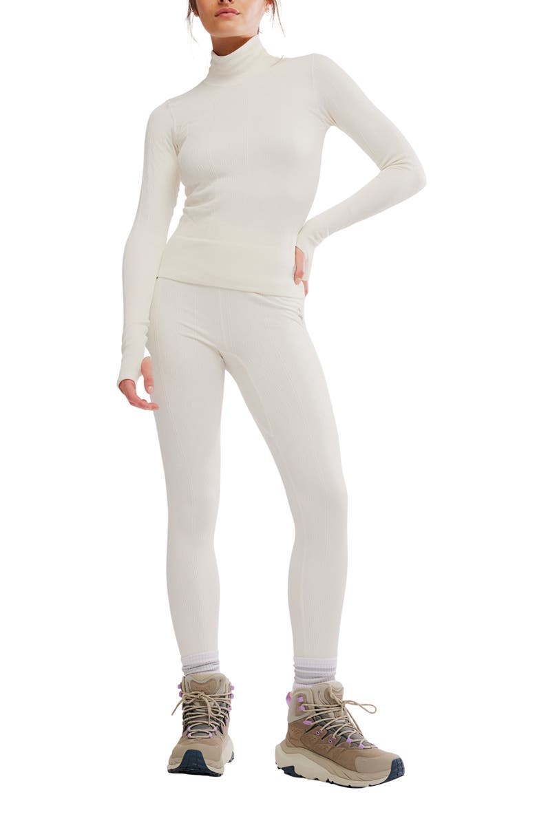 Free People Run Around Seamless High Waist Leggings, Alternate, color, Ivory Combo