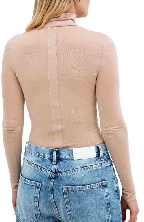 Marcella Amsterdam Sheer Jersey Turtleneck Top In Light Beige
