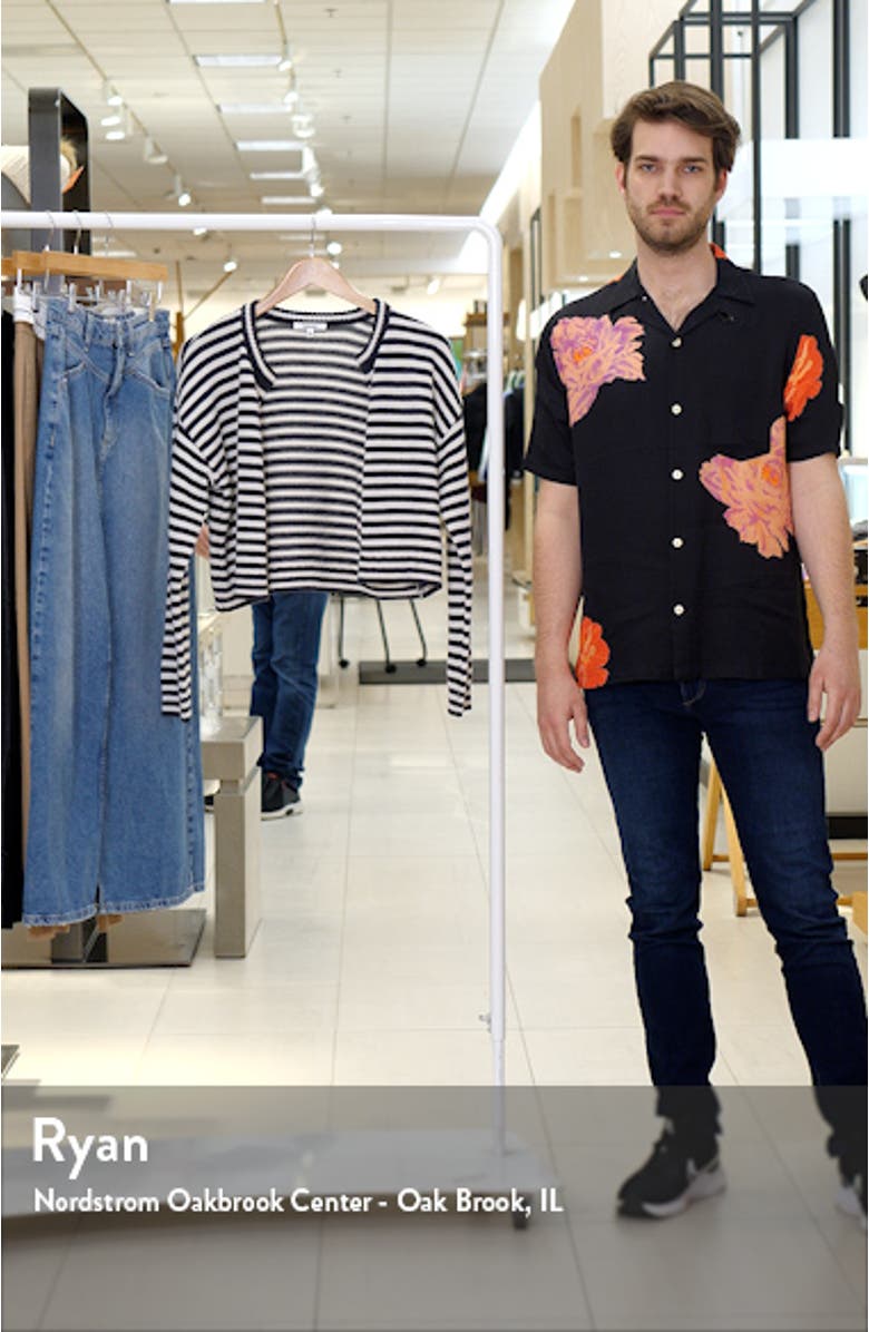 Lily Stripe Cotton Blend Crop Cardigan, sales video thumbnail