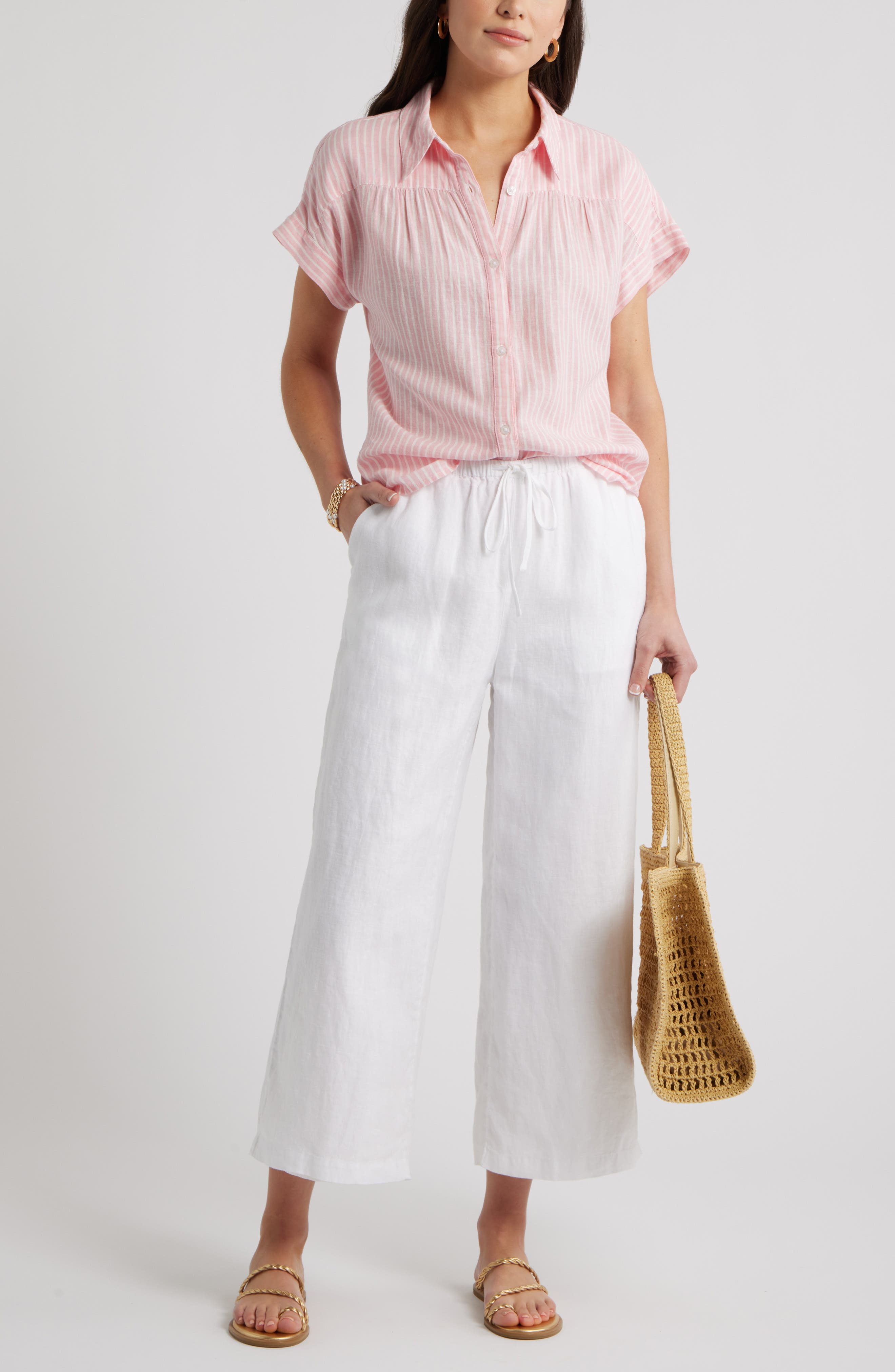 Wide Leg Crop Linen Pants - image 4