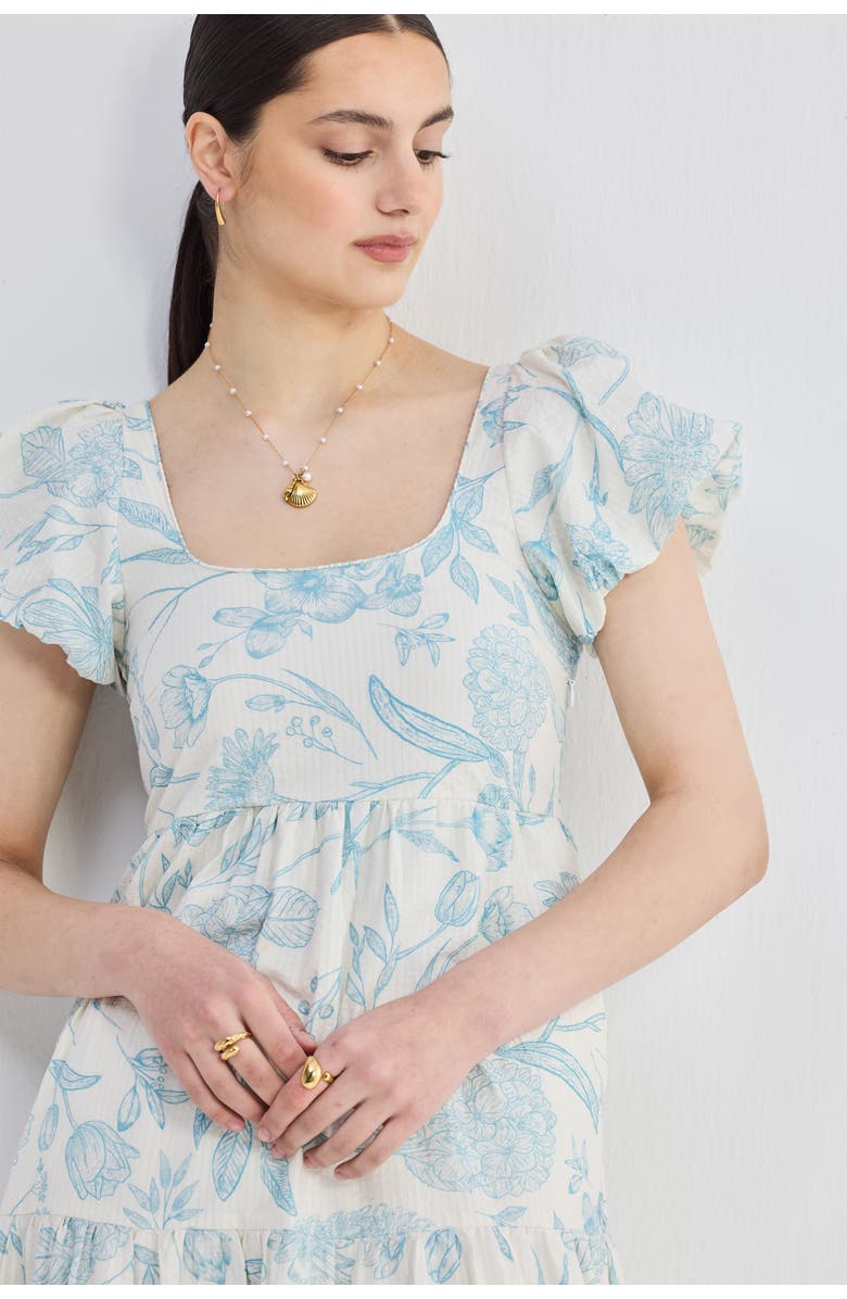 Reistor Puff Sleeve Tiered Maxi Dress in Blue Florals, Alternate, color, Floral Melody