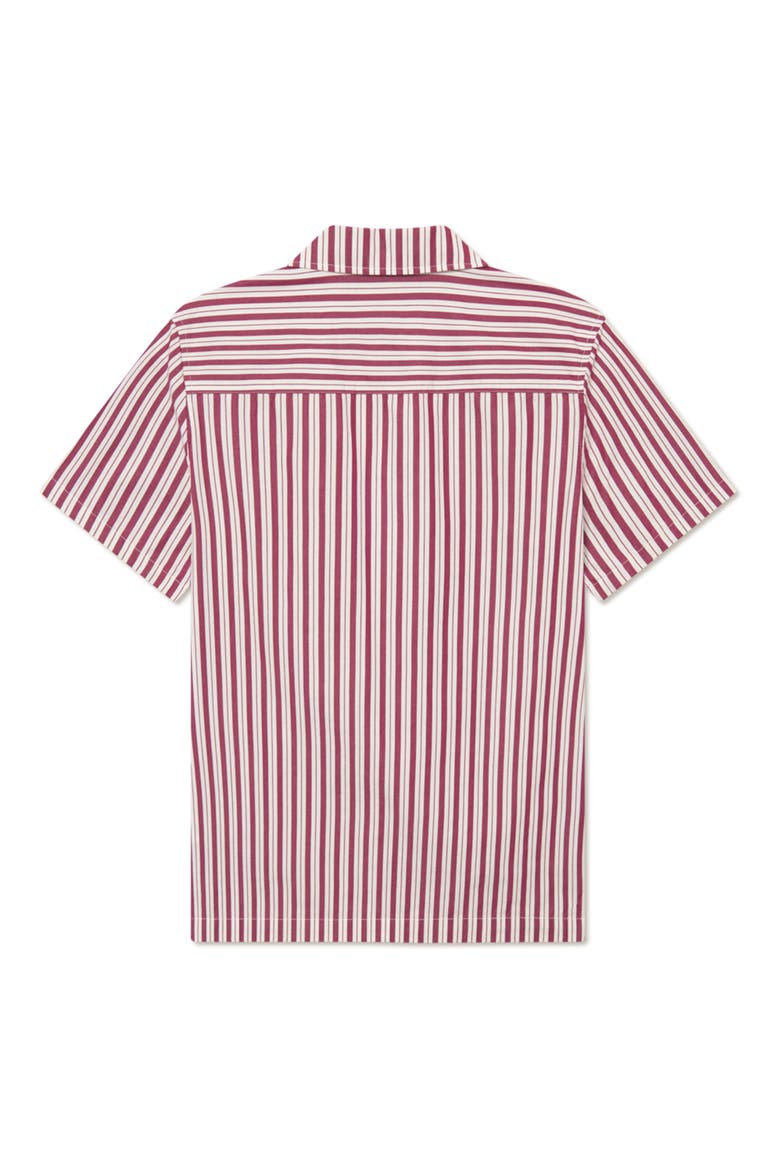 Klark Stripe Poplin Camp Shirt, Alternate, color, BEET RED/ WHITE