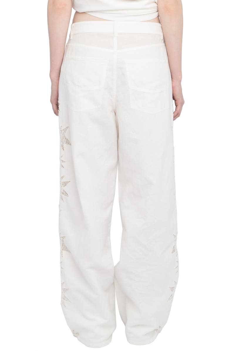 Zadig & Voltaire Elfy Embroidered Detail Cotton & Linen Pants, Alternate, color,