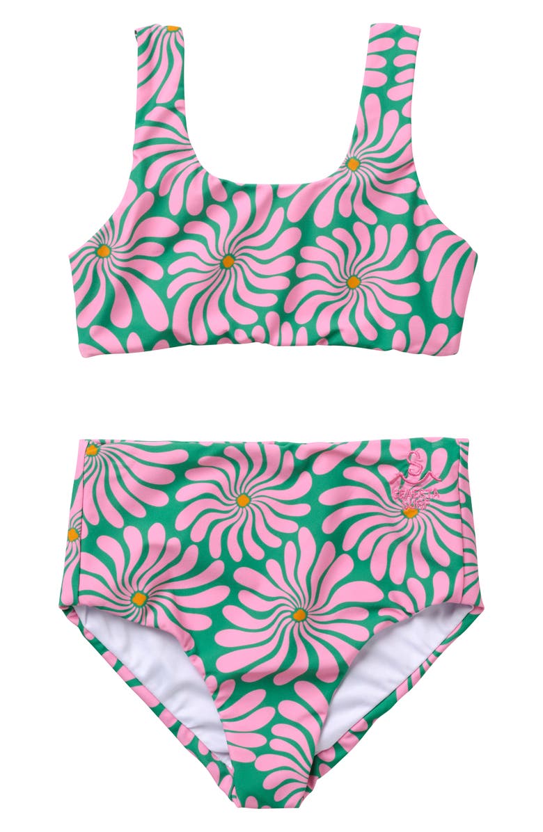 SEAESTA SURF Kids' Wavy Floral Azalea Two-Piece Swimsuit, Main, color, Pink