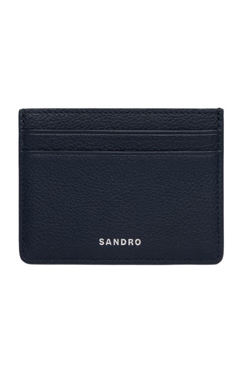 Grained leather card holder