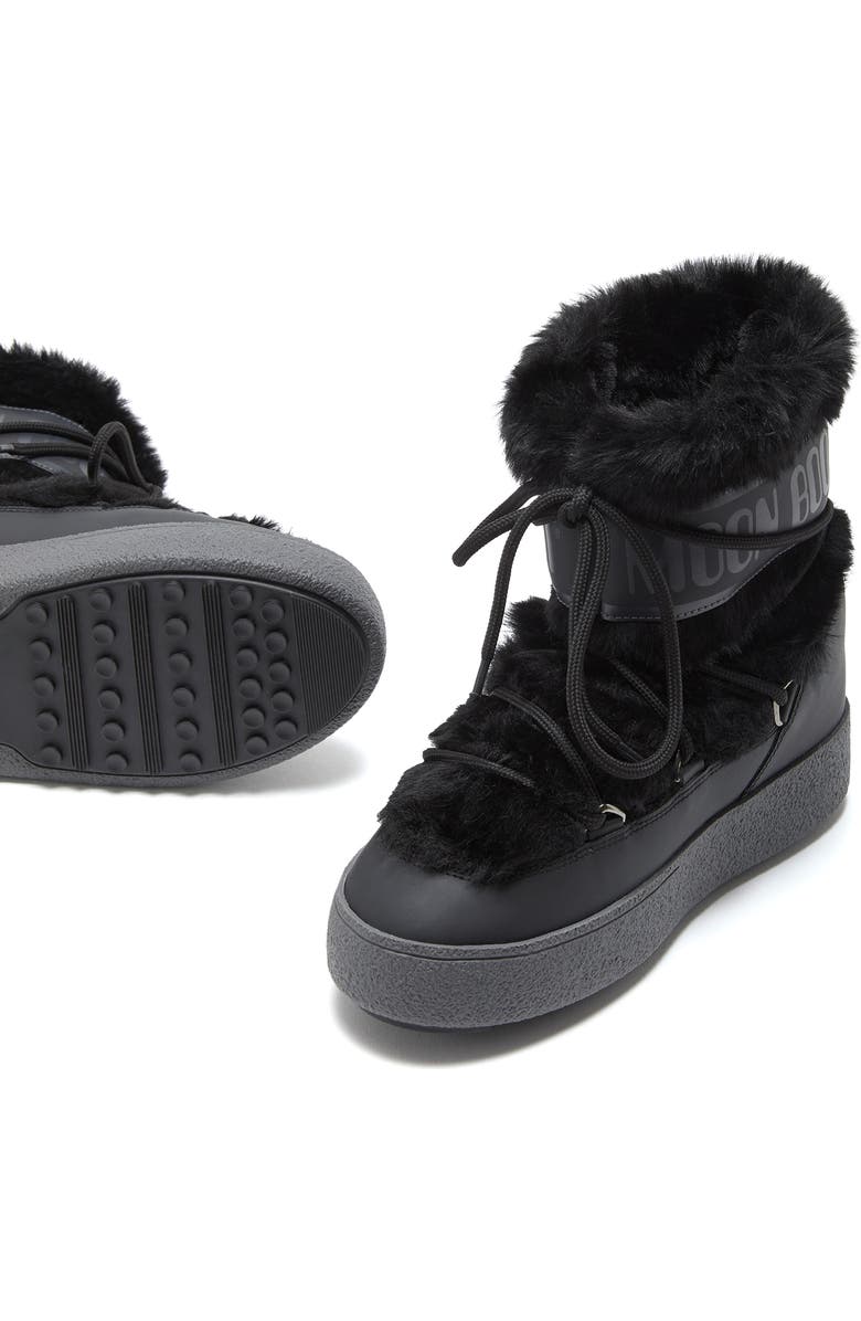 Moon Boot<sup>®</sup> LTrack Faux Fur Water Repellent Boot, Alternate, color, Black/ Black