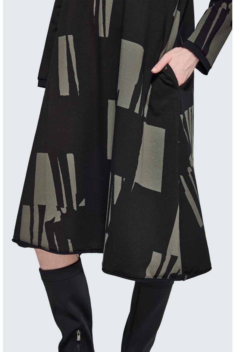 Rivelle Printed Jersey Dress, Alternate, color, Khaki Black