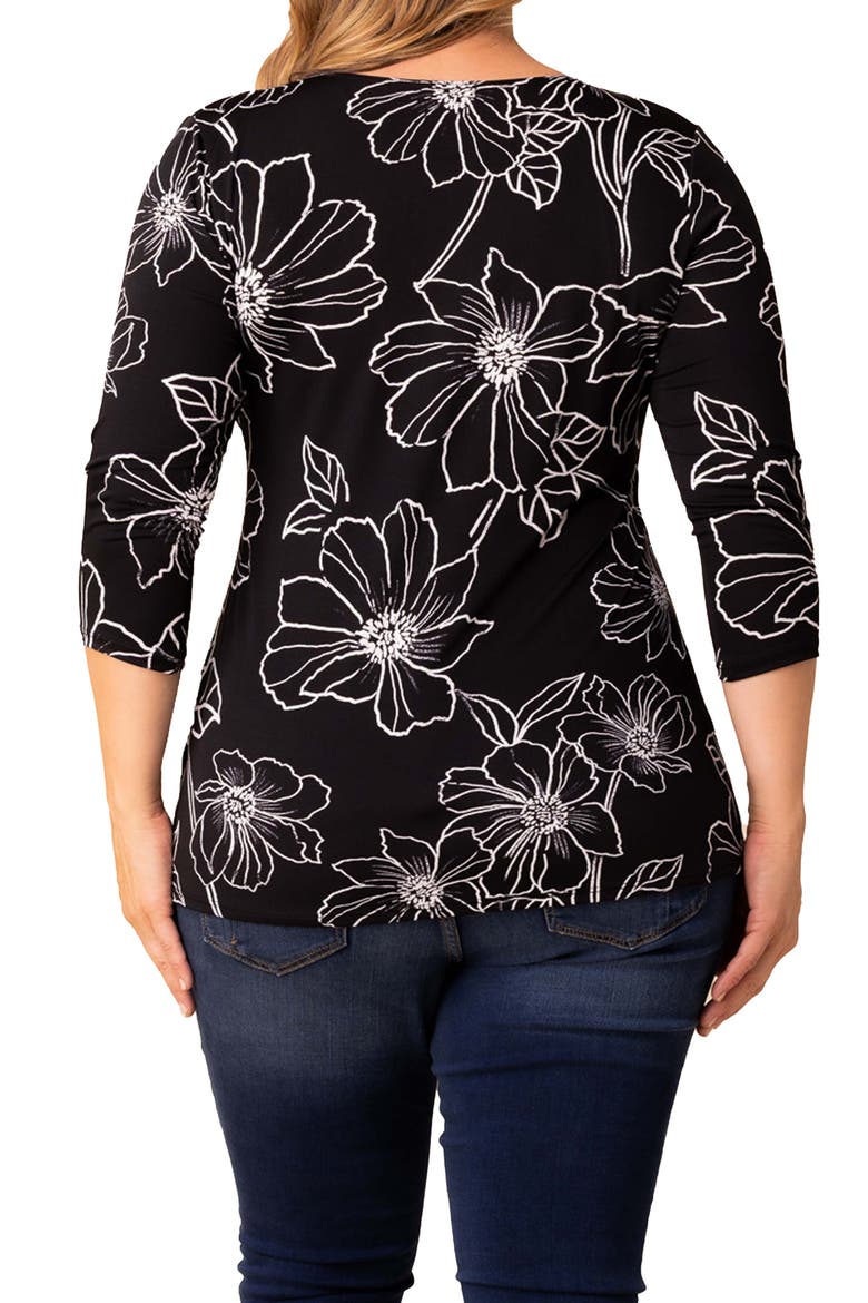 Faux Wrap Top, Alternate, color, BLACK FLORALS
