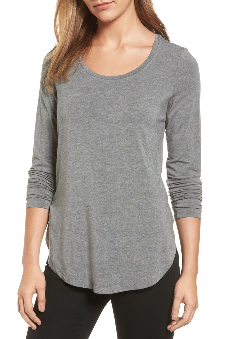 Long Sleeve Knit Tunic, Main, color, HEATHER DARK GREY