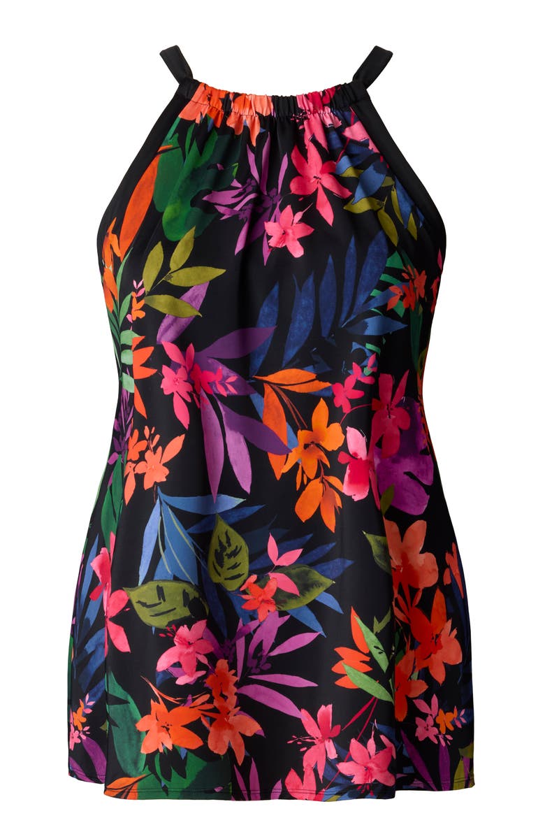Halter Swim Dress, Alternate, color, Pretty Garden
