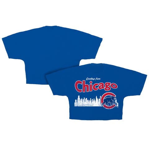 Women's Fanatics  Royal Chicago Cubs Skyline Cropped T-Shirt