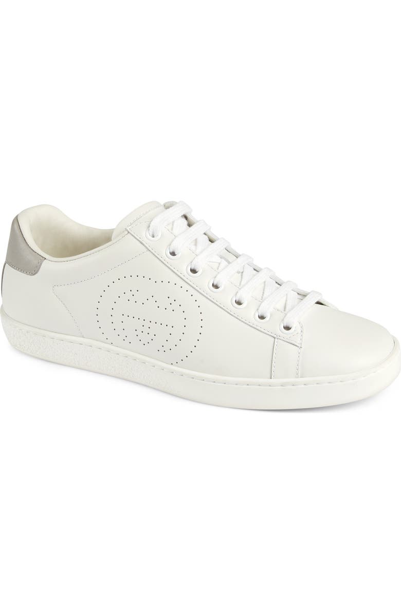 Gucci New Ace Perforated Logo Sneaker, Main, color,