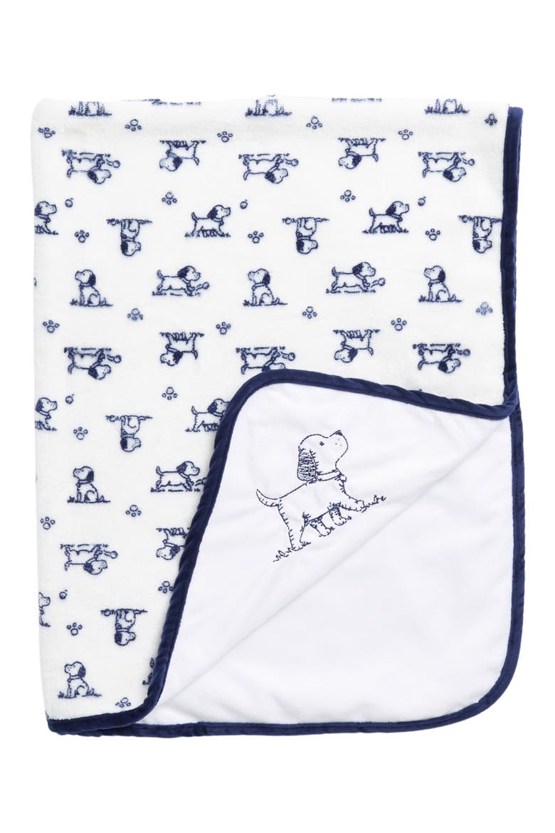 Puppy Plush Blanket, Main, color, BLUE