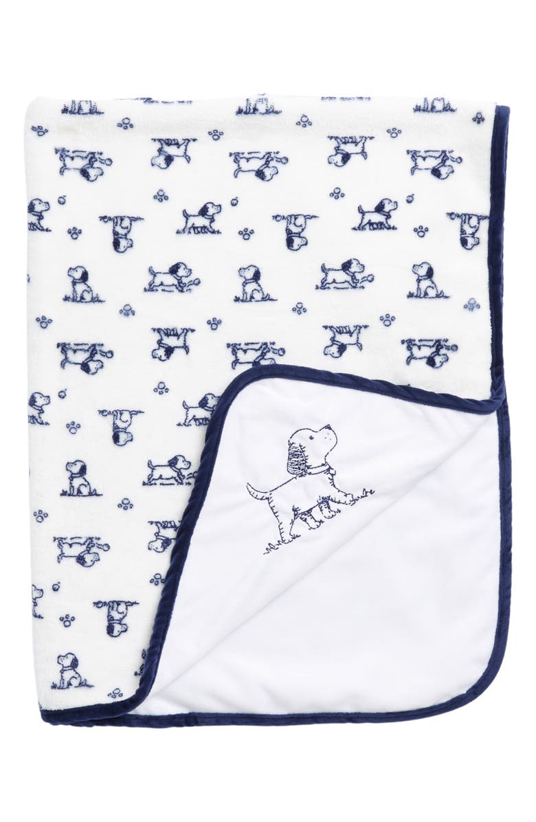 Little Me Puppy Plush Blanket, Main, color, Blue