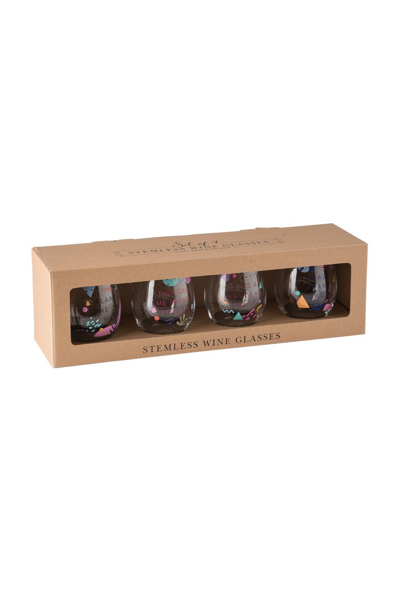 18 oz Multicolor Spring Stemless Wine Glasses Set of 4 for Plant Enthusiasts Perfect for Spring Celebrations, Alternate, color, Multicolored