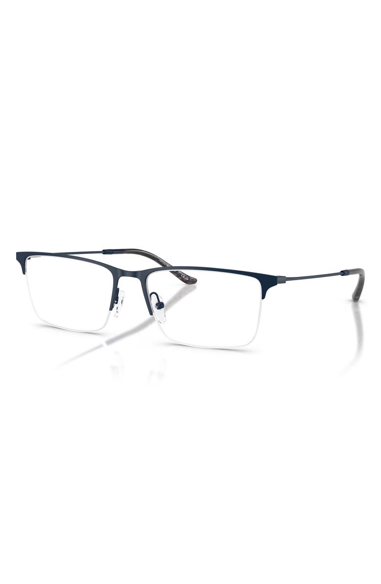 Emporio Armani 55mm Rectangle Optical Glasses, Alternate, color, Matte Blue / Demo Lens