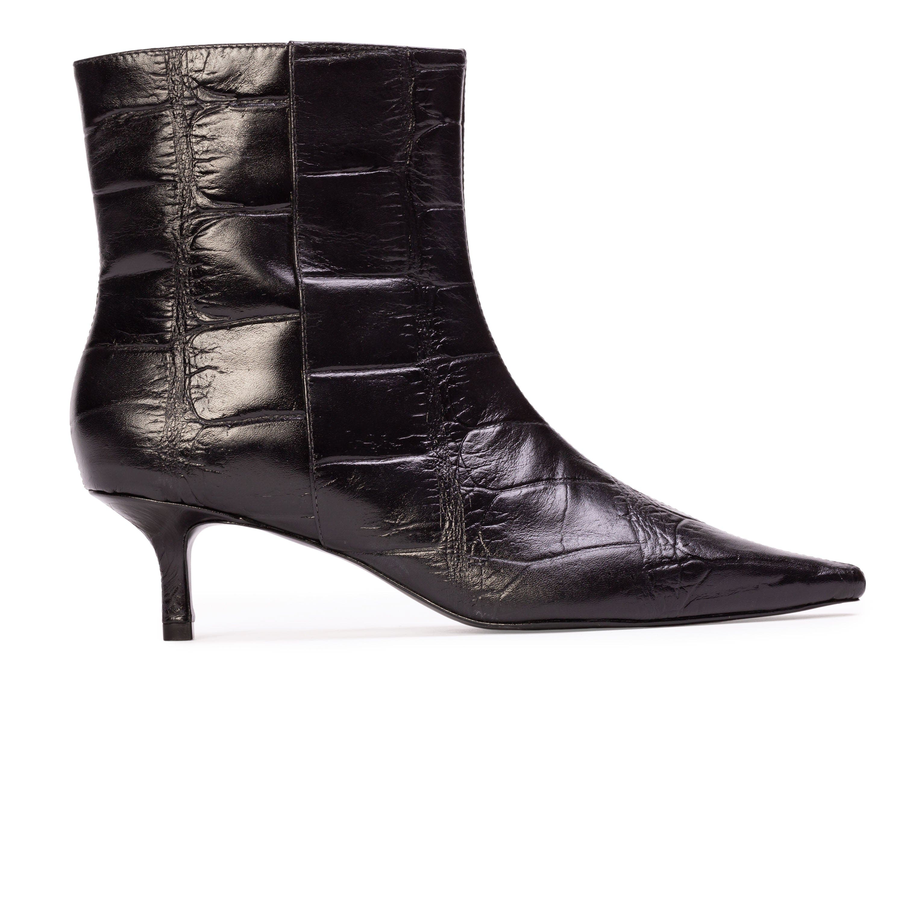 BLACK SUEDE STUDIO Harlow 50 Bootie, Main, color, Black Croc Leather