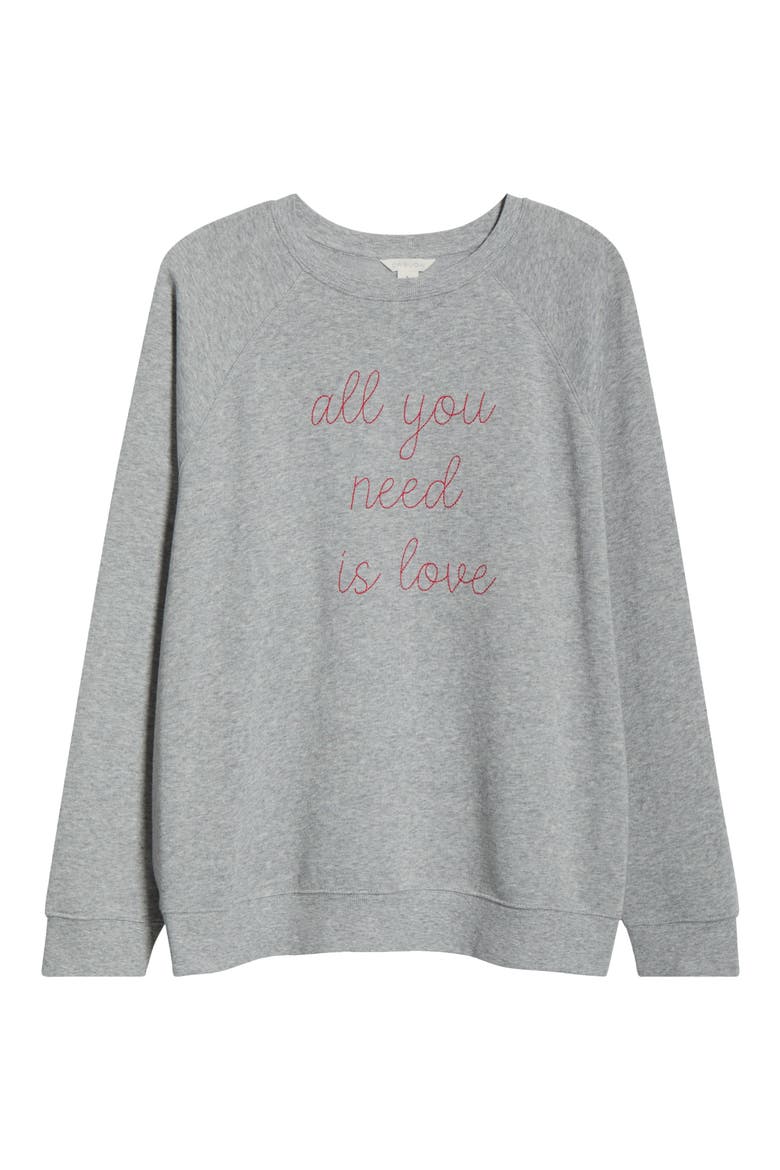 All You Need is Love Sweatshirt, Alternate, color, GREY RED ALL YOU NEED IS LOVE