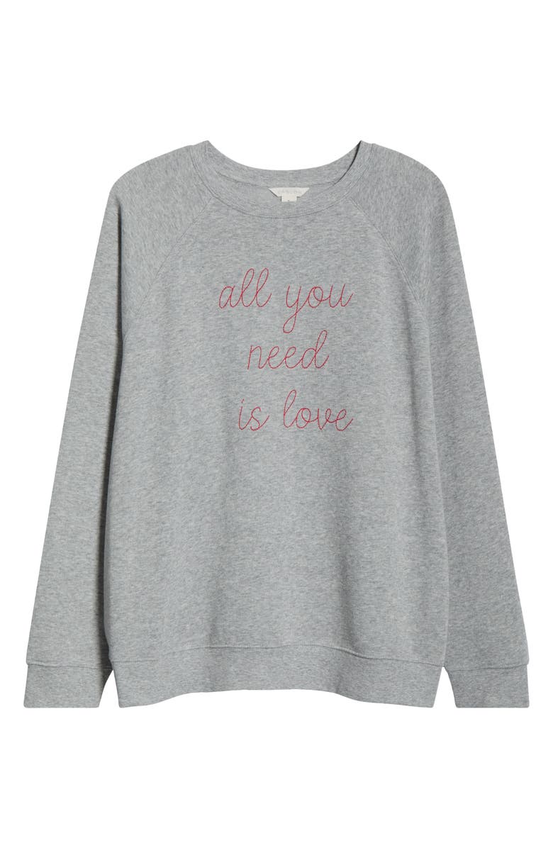 Caslon<sup>®</sup> All You Need is Love Sweatshirt, Main, color, Grey Red All You Need Is Love