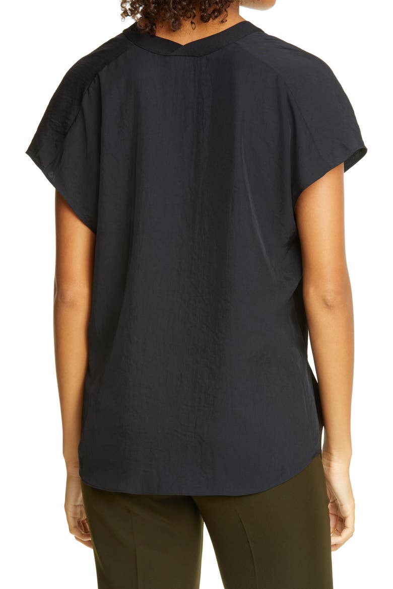 Rib Trim V-Neck Top, Alternate, color, BLACK
