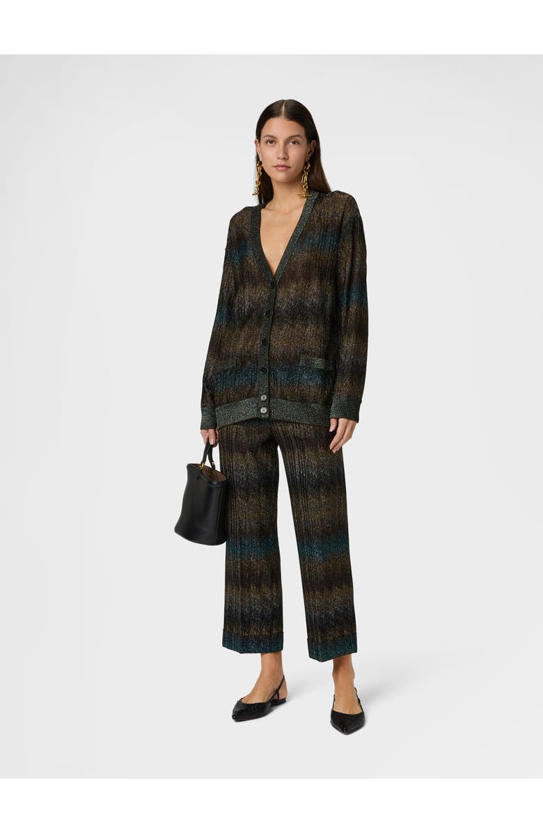 Missoni Snake-pattern Viscose Lamé Oversized Cardigan, Alternate, color, Green& Brown