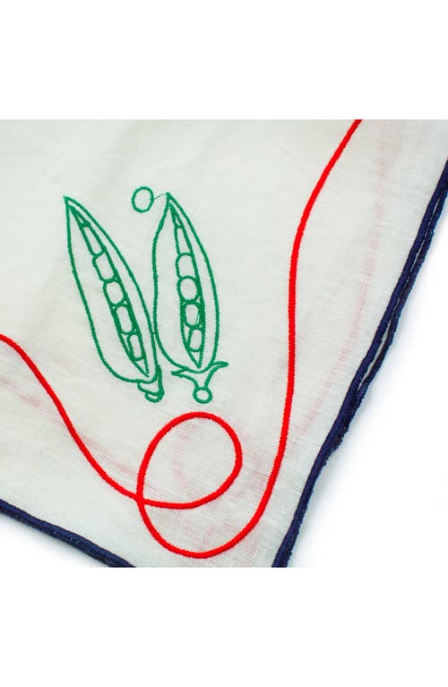 Misette Fete Embroidered Linen Napkins 4-piece Set In White Multicolor