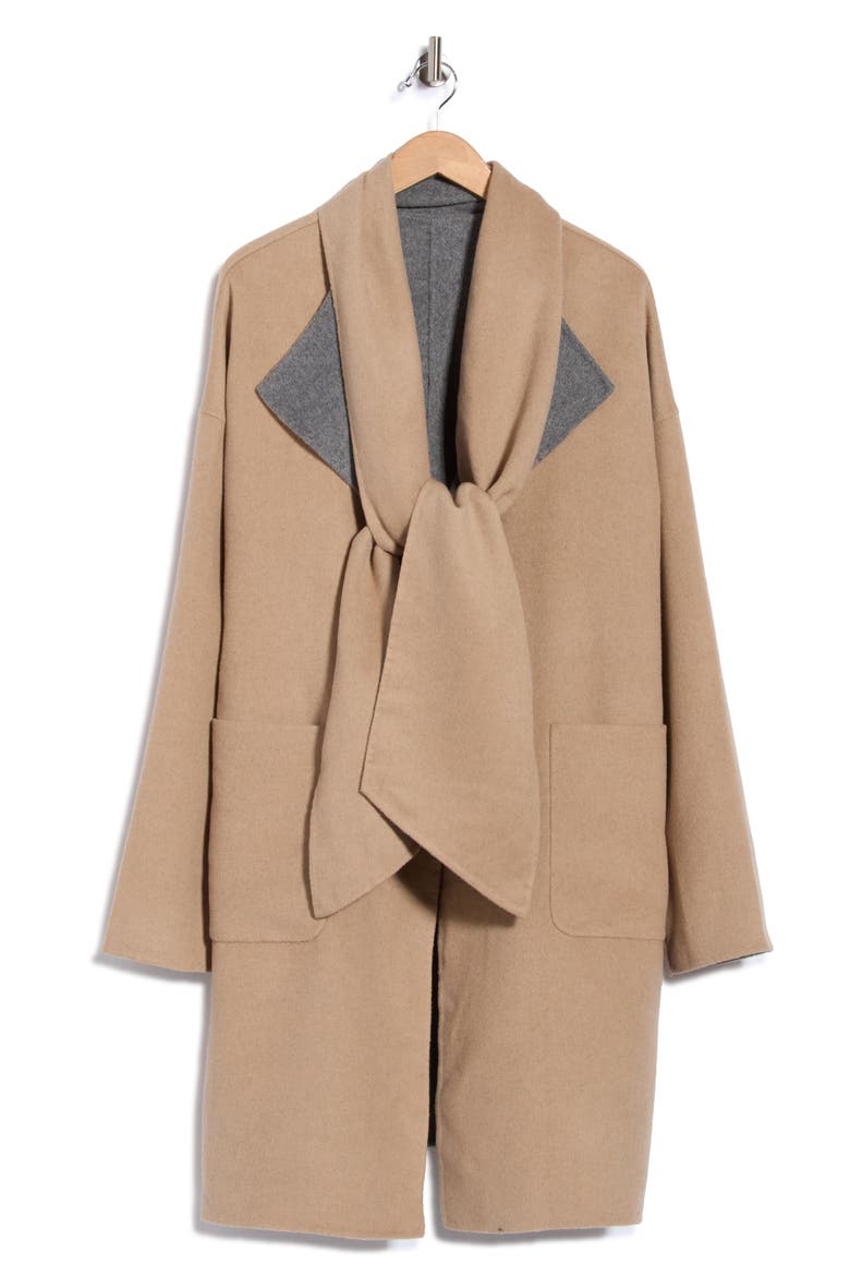 Ivy Double-Faced Coat, Main, color, GREY/ CAMEL