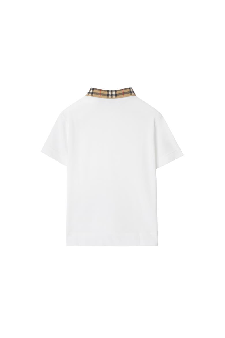 Check Collar Cotton Polo Shirt, Alternate, color, White