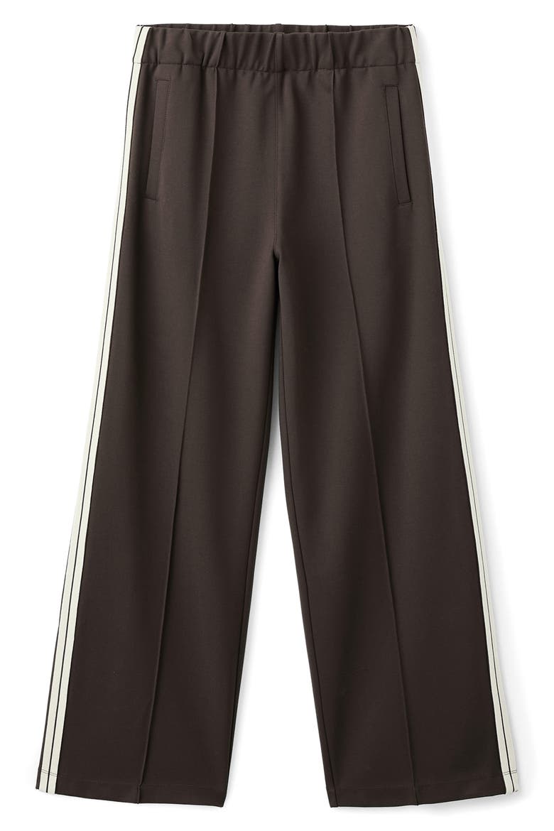 Pintuck Pleat Track Pants, Main, color, BROWN