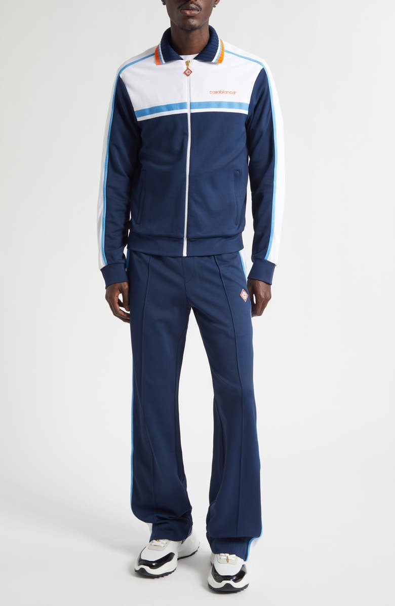 Casablanca Textured Track Pants, Alternate, color, Navy / White
